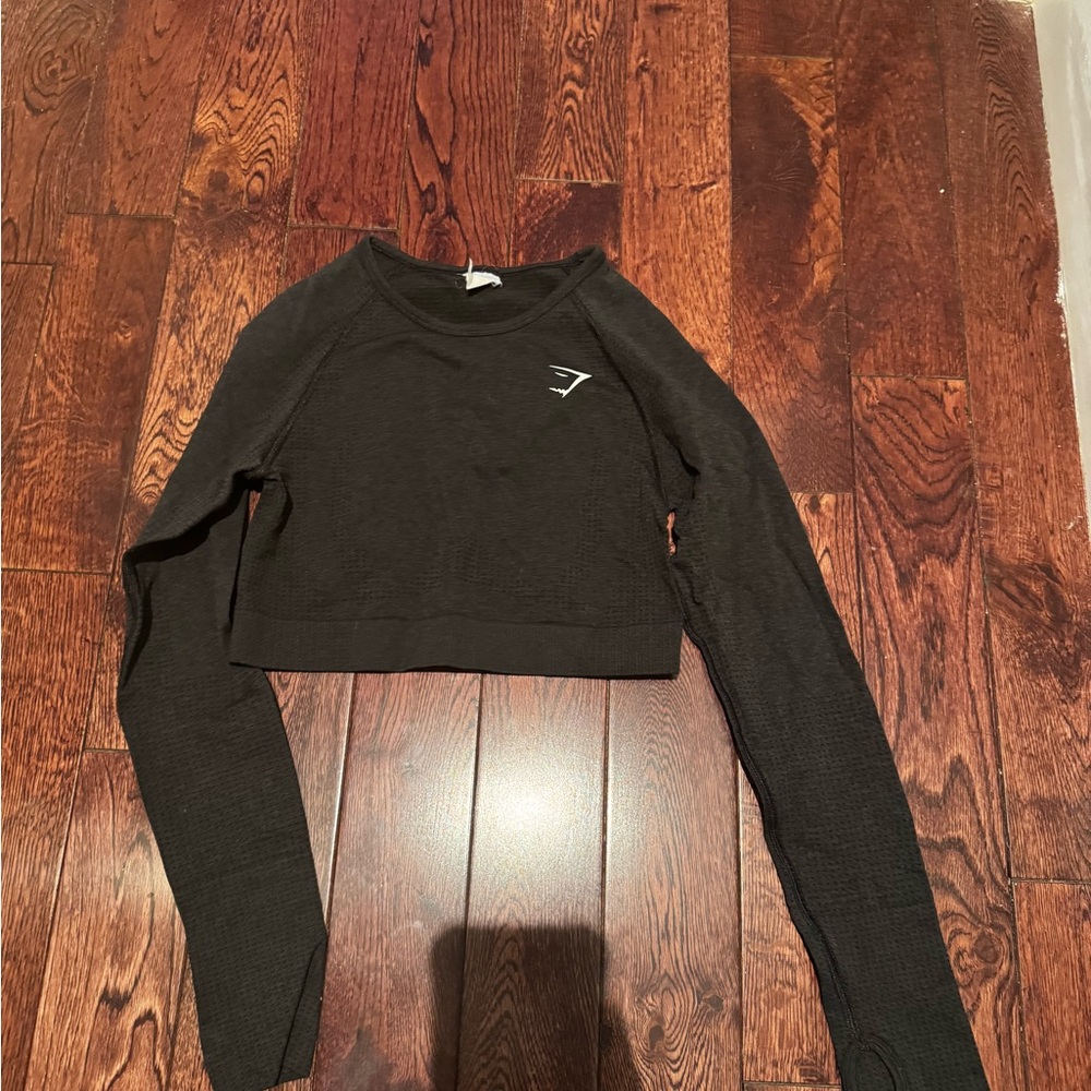 Gymshark Black Cropped Crew Long Sleeve